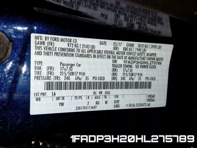 1FADP3H20HL275789 фото 2