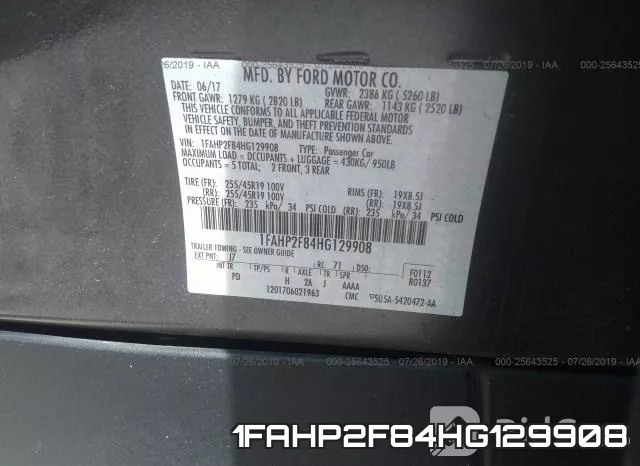 1FAHP2F84HG129908 фото 9