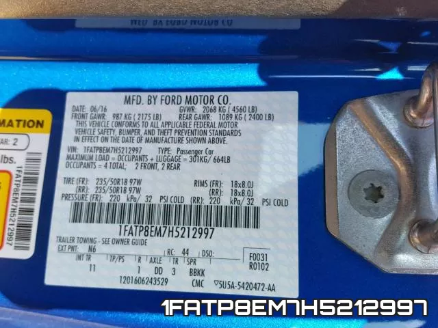 1FATP8EM7H5212997 фото 2