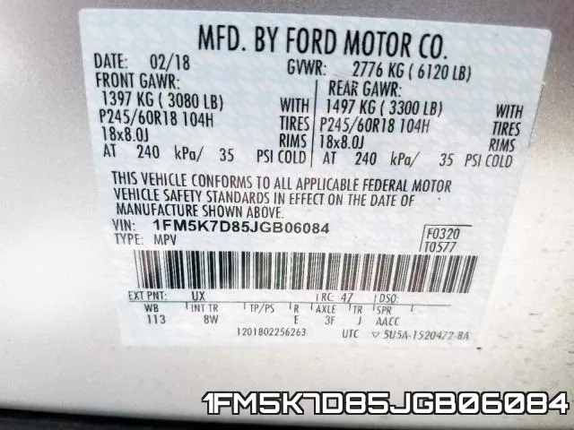 1FM5K7D85JGB06084 фото 2