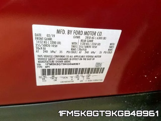 1FM5K8GT9KGB48961 фото 2