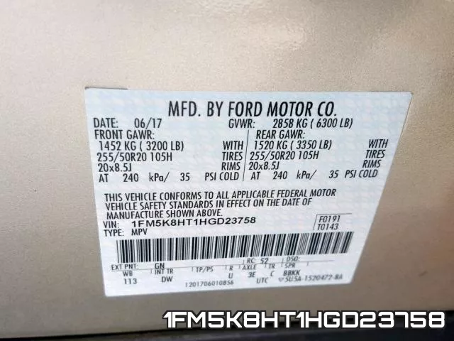 1FM5K8HT1HGD23758 фото 2