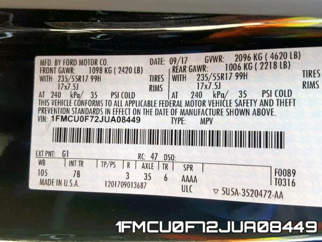 1FMCU0F72JUA08449 фото 2