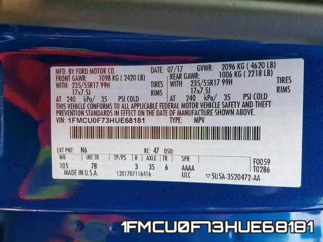 1FMCU0F73HUE68181 фото 2