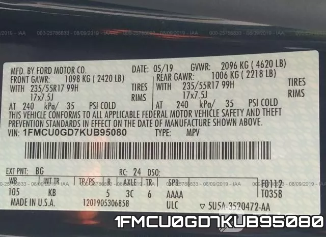 1FMCU0GD7KUB95080 фото 10