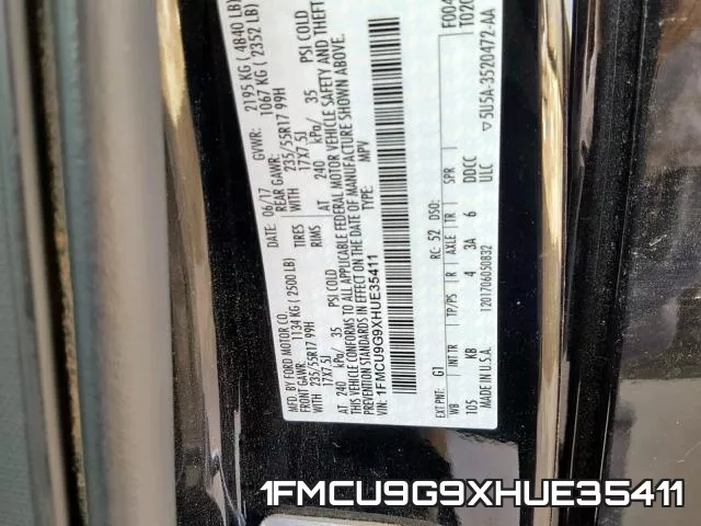 1FMCU9G9XHUE35411 фото 2