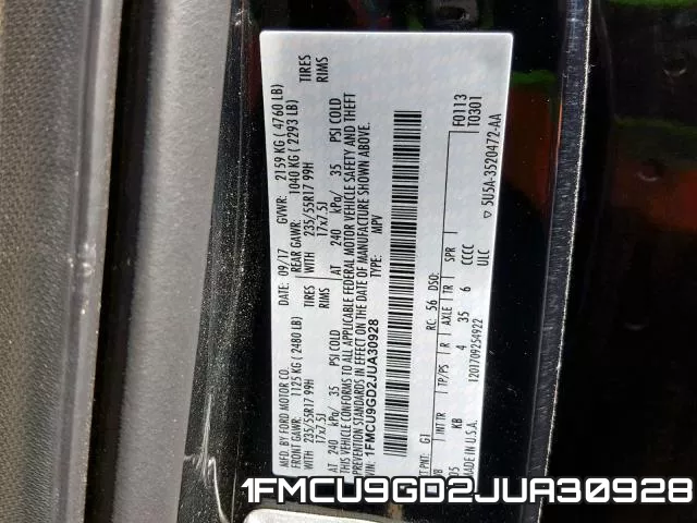 1FMCU9GD2JUA30928 фото 2
