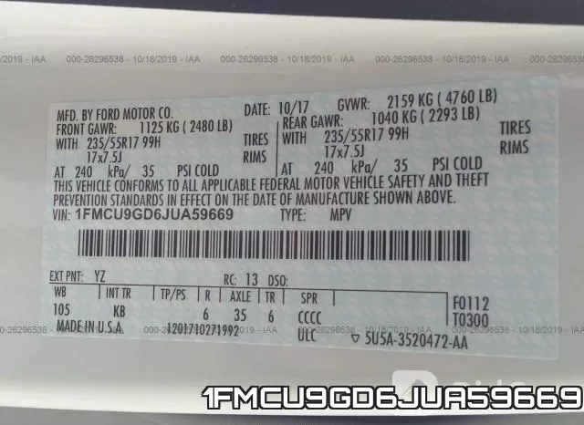 1FMCU9GD6JUA59669 фото 10