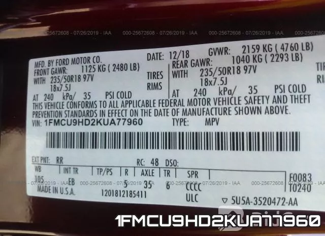 1FMCU9HD2KUA77960 фото 10