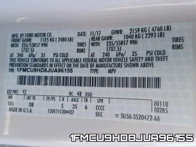 1FMCU9HD8JUA96155 фото 2