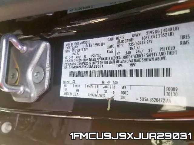 1FMCU9J9XJUA29031 фото 2