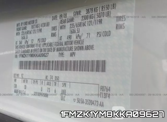 1FMZK1YM8KKA09627 фото 10