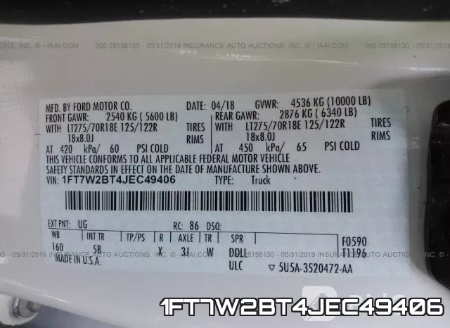 1FT7W2BT4JEC49406 фото 10