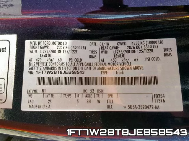 1FT7W2BT8JEB58543 фото 2