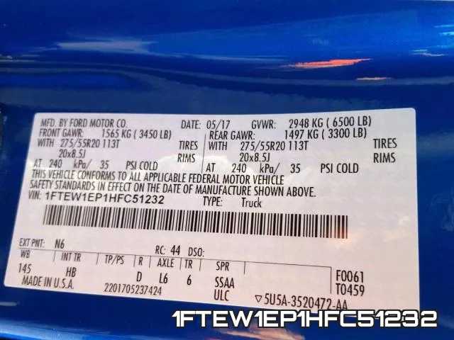 1FTEW1EP1HFC51232 фото 2