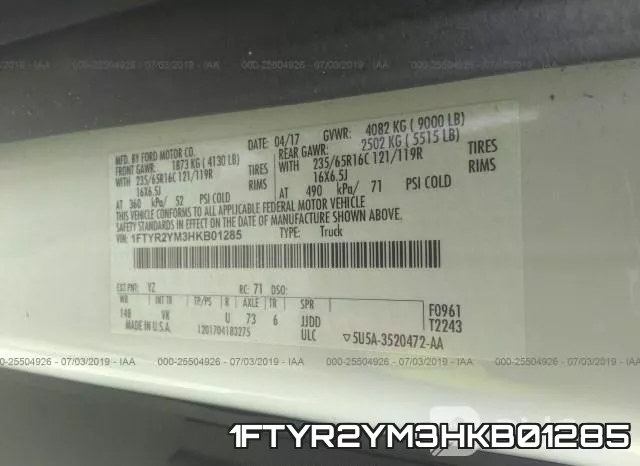 1FTYR2YM3HKB01285 фото 10
