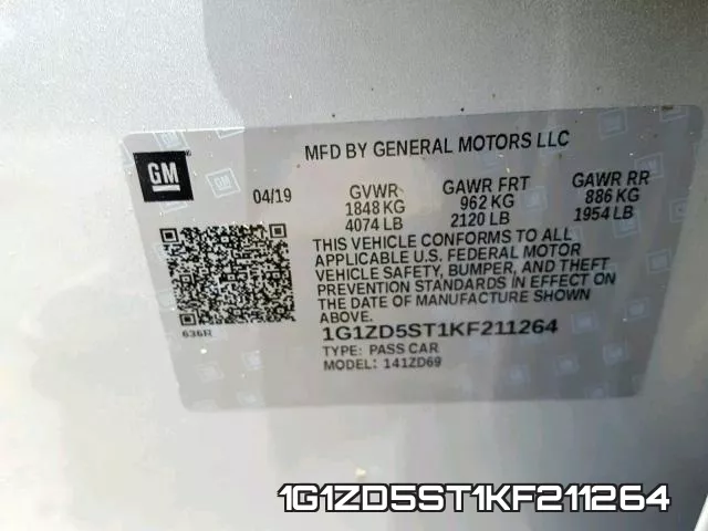 1G1ZD5ST1KF211264 фото 2