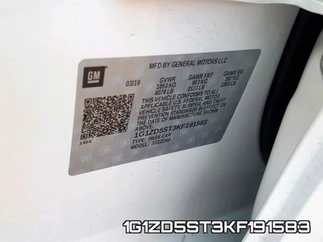 1G1ZD5ST3KF191583 фото 2