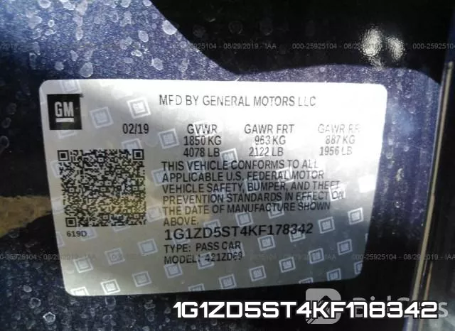 1G1ZD5ST4KF178342 фото 10