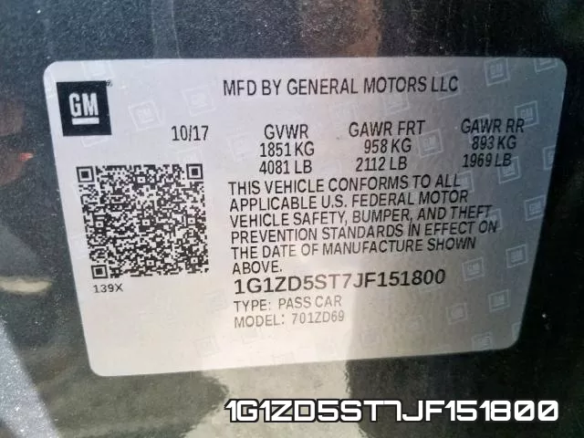 1G1ZD5ST7JF151800 фото 2