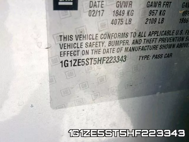 1G1ZE5ST5HF223343 фото 2