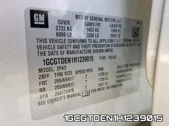 1GCGTDEN1H1239015 фото 2