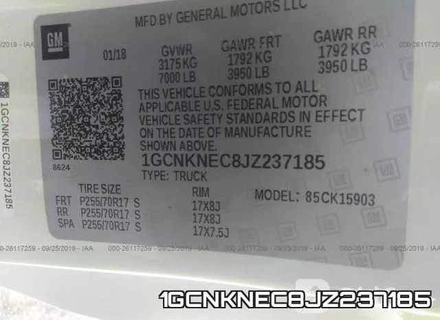 1GCNKNEC8JZ237185 фото 10