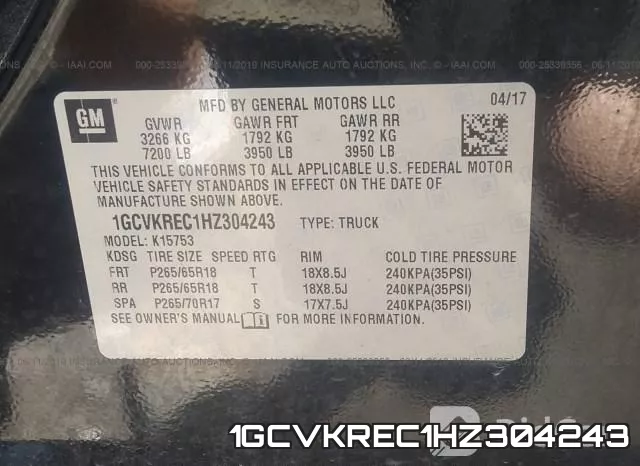 1GCVKREC1HZ304243 фото 10