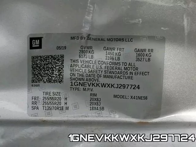 1GNEVKKWXKJ297724 фото 2