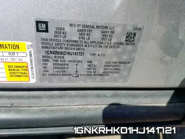 1GNKRHKD1HJ141721 фото 2