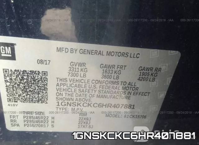 1GNSKCKC6HR407881 фото 10