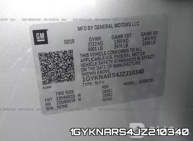 1GYKNARS4JZ210340 фото 10