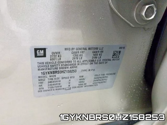 1GYKNBRS0HZ158253 фото 2