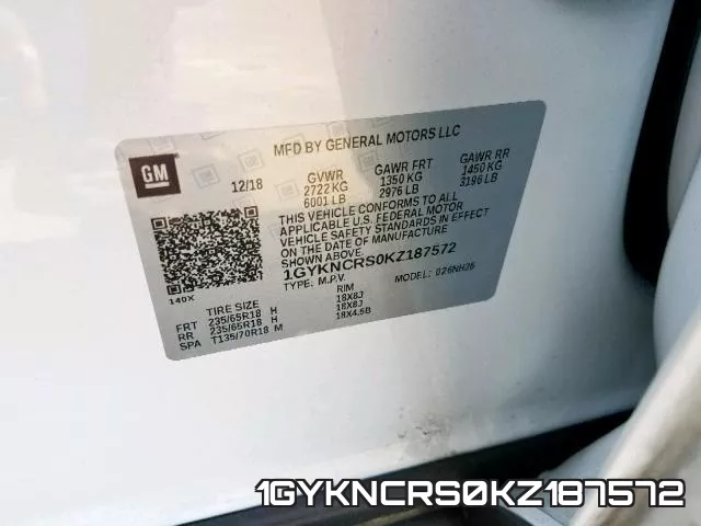 1GYKNCRS0KZ187572 фото 2