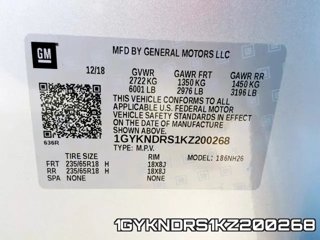 1GYKNDRS1KZ200268 фото 2