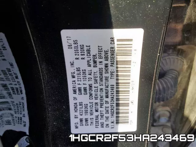 1HGCR2F53HA243469 фото 2