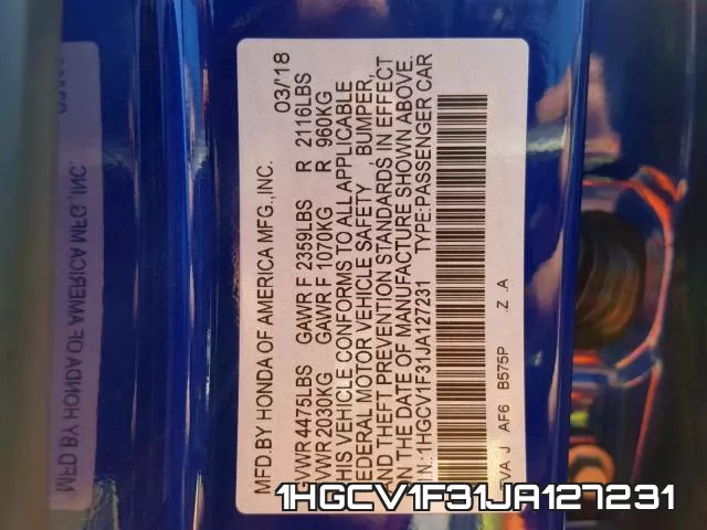 1HGCV1F31JA127231 фото 2