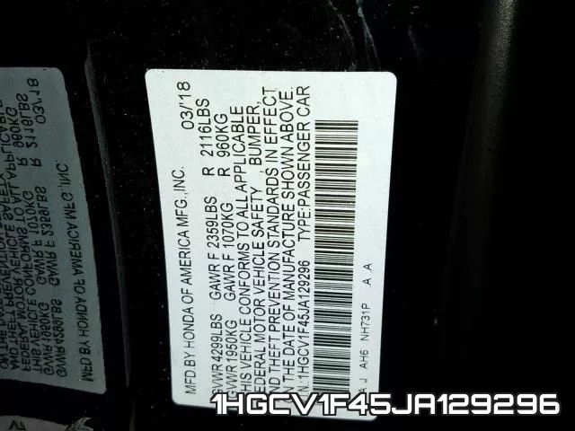 1HGCV1F45JA129296 фото 2