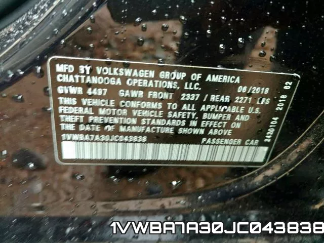 1VWBA7A30JC043838 фото 2