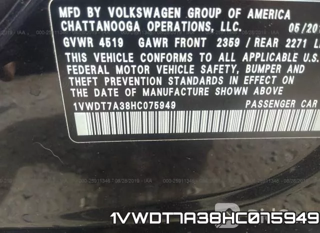 1VWDT7A38HC075949 фото 10