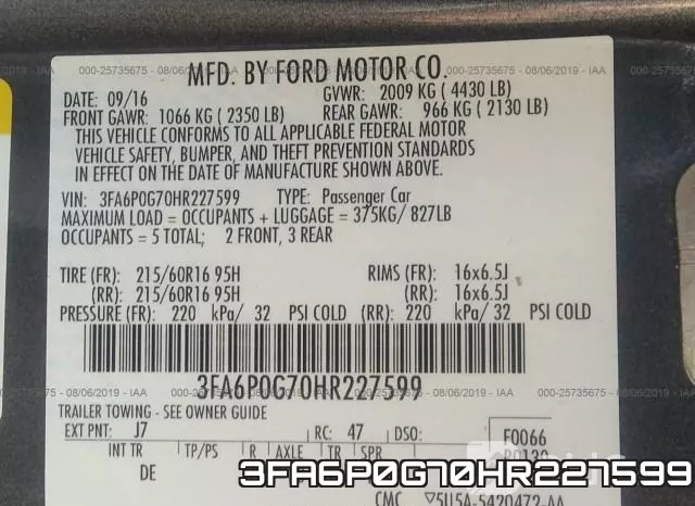 3FA6P0G70HR227599 фото 10