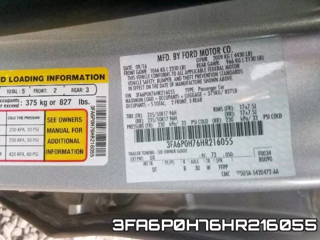 3FA6P0H76HR216055 фото 2