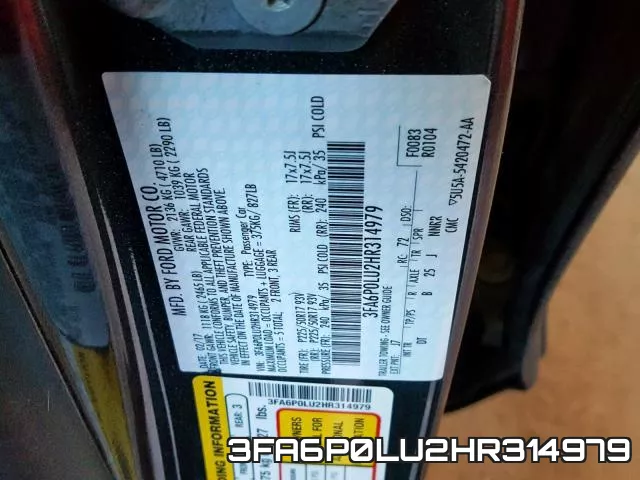 3FA6P0LU2HR314979 фото 2