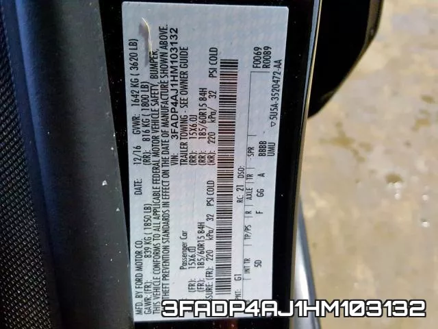 3FADP4AJ1HM103132 фото 2