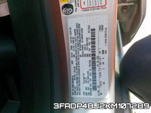 3FADP4BJ2KM107289 фото 2