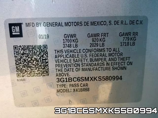 3G1BC6SMXKS580994 фото 2