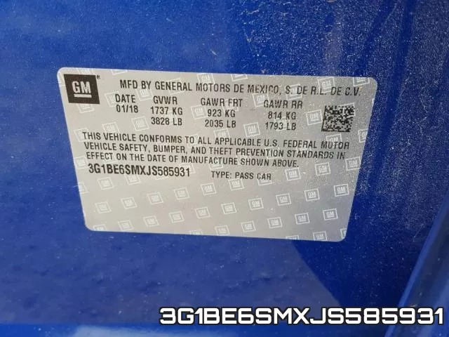 3G1BE6SMXJS585931 фото 2