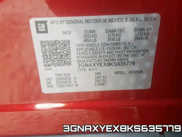 3GNAXYEX8KS635779 фото 2