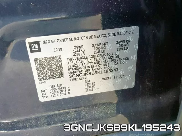 3GNCJKSB9KL195243 фото 2