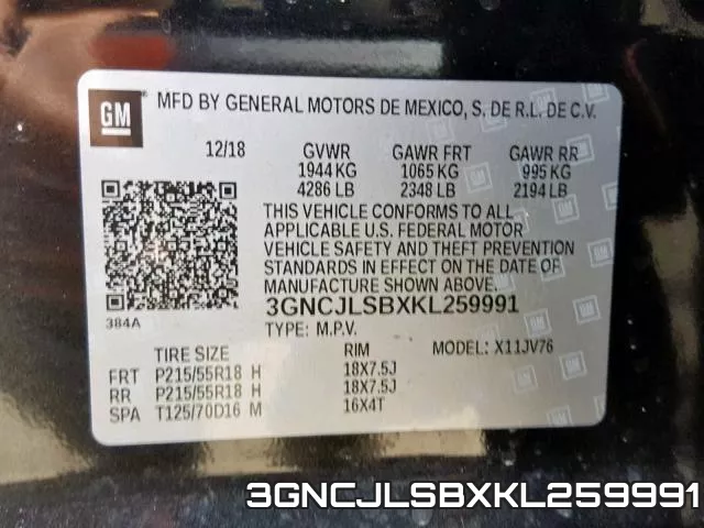 3GNCJLSBXKL259991 фото 2